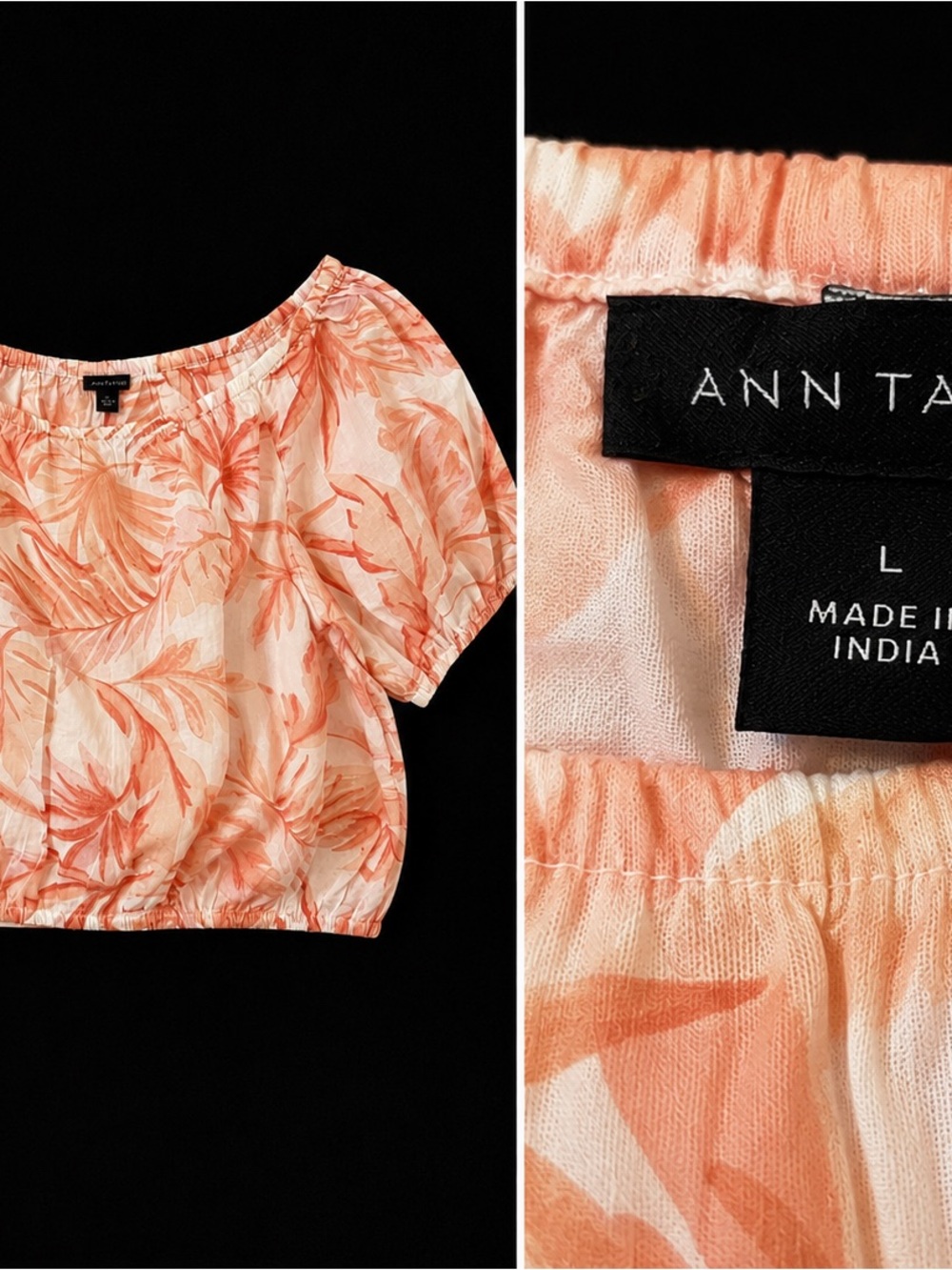 Ann Taylor Peach-Print Off-Shoulder Top